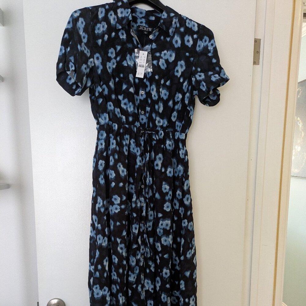 JCrew Cerise shirt-dress in blurry floral crepe de chine sz 2